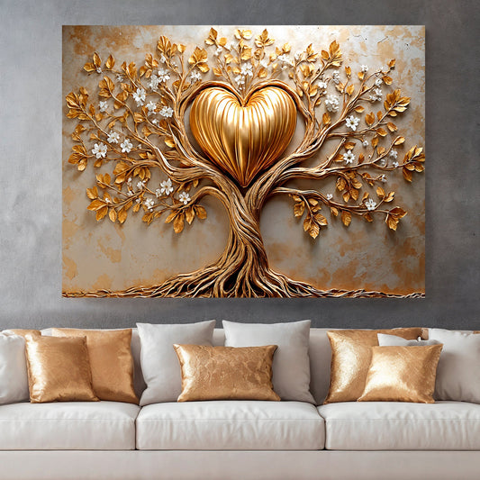 Golden Tree Heart Wall Art-0