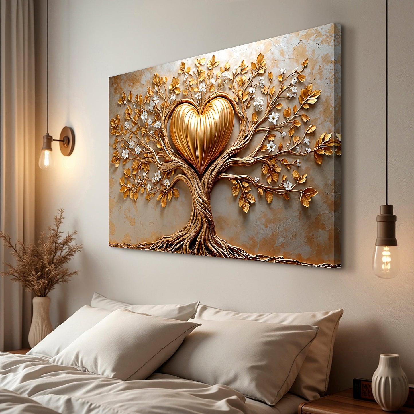 Golden Tree Heart Wall Art-1