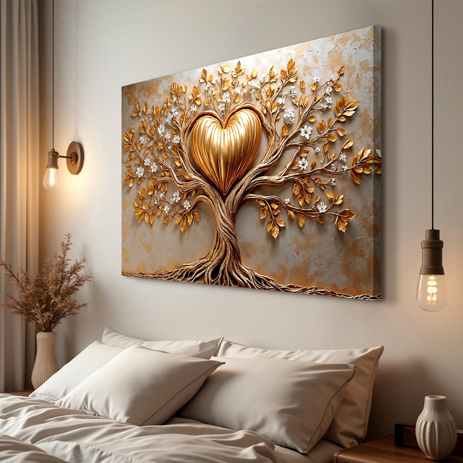 Golden Tree Heart Wall Art-1
