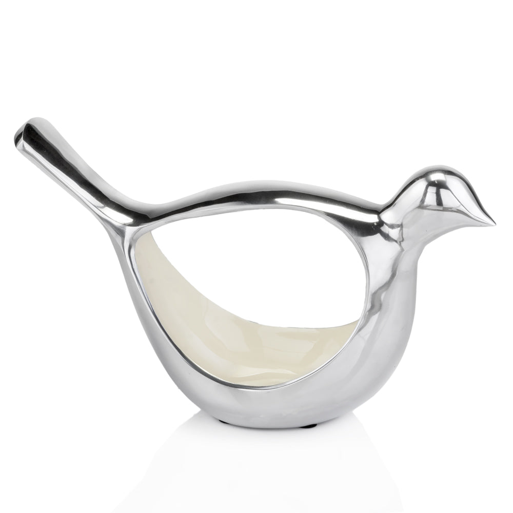 Silver Buffed Aluminum Modern Tabletop Sculpture 11 Inch Wide Desk Decoration-1