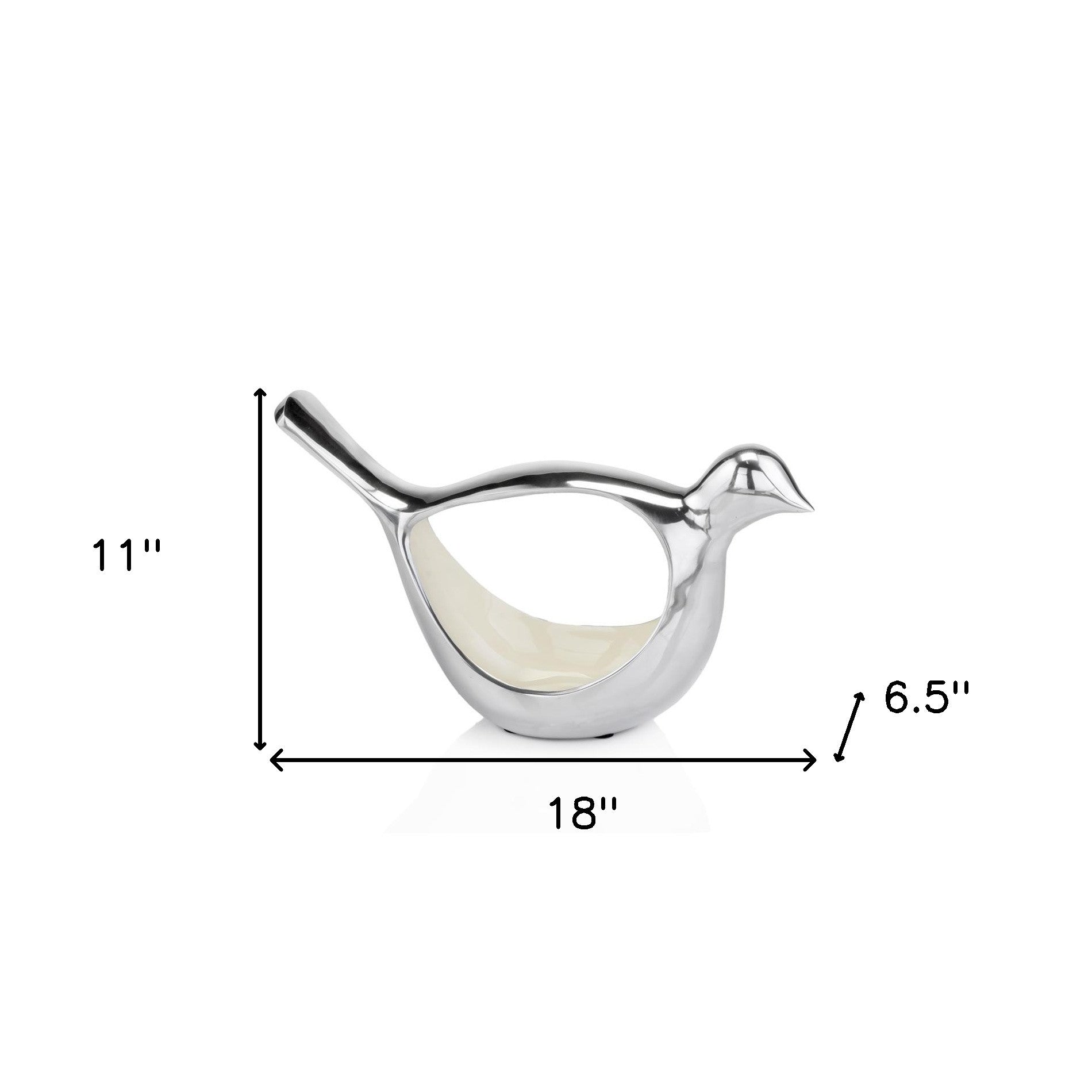 Silver Buffed Aluminum Modern Tabletop Sculpture 11 Inch Wide Desk Decoration-4