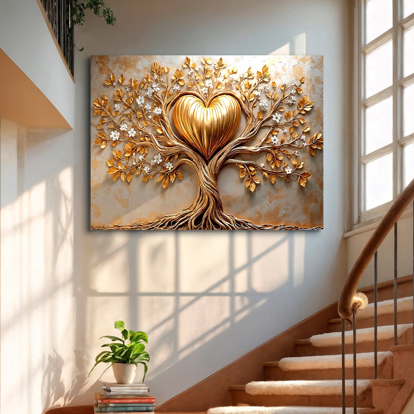 Golden Tree Heart Wall Art-4