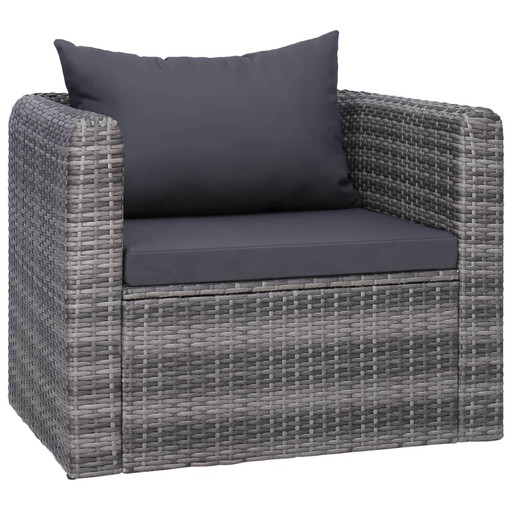 NNEVL 8 Piece Garden Lounge Set with Cushions Poly Rattan Grey-3