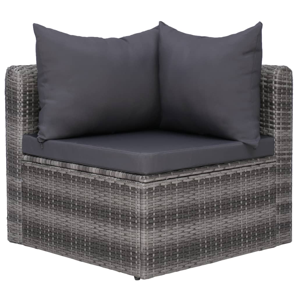 NNEVL 8 Piece Garden Lounge Set with Cushions Poly Rattan Grey-4