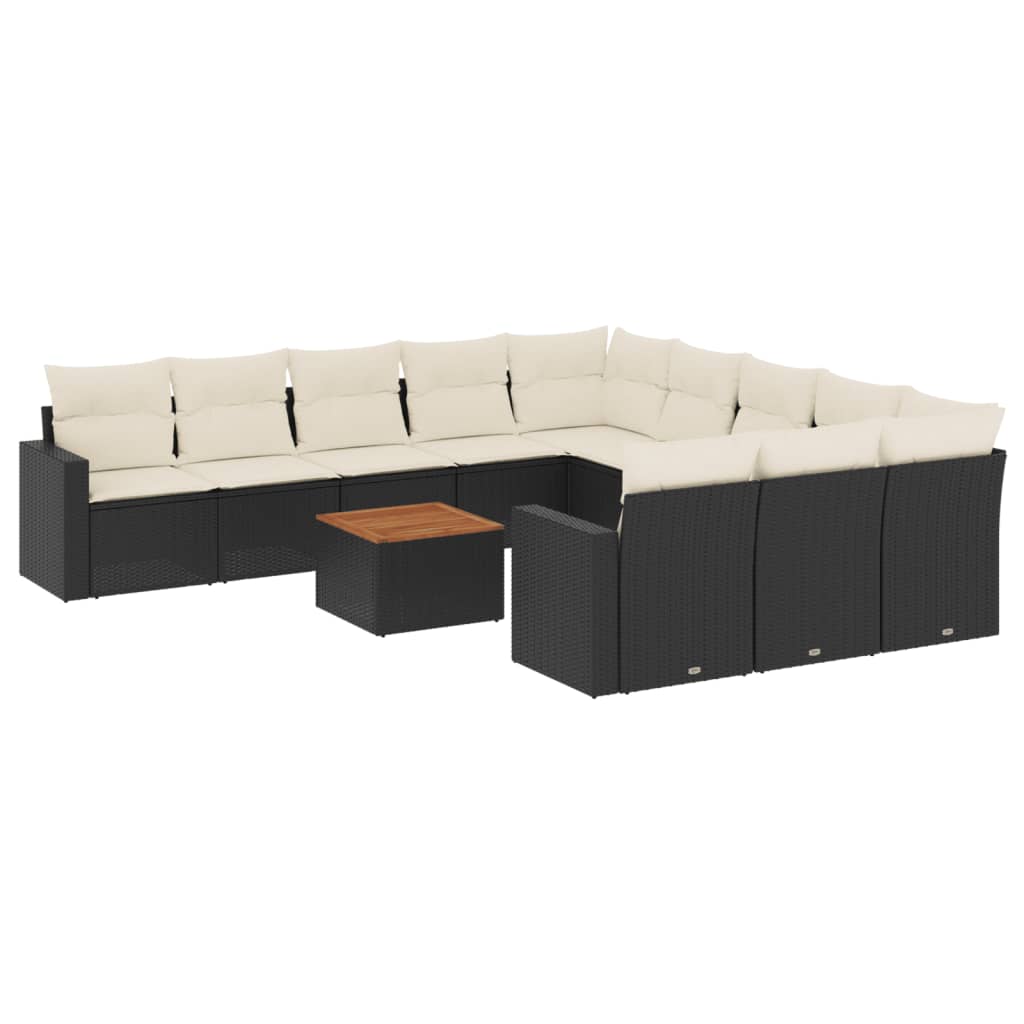 12 Piece Garden Sofa Set in Black Poly Rattan Plastic Outdoor Furniture-1