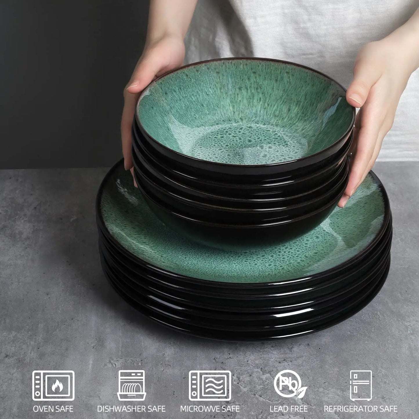 Eleganti piatti da pranzo in ceramica - Set completo di sei