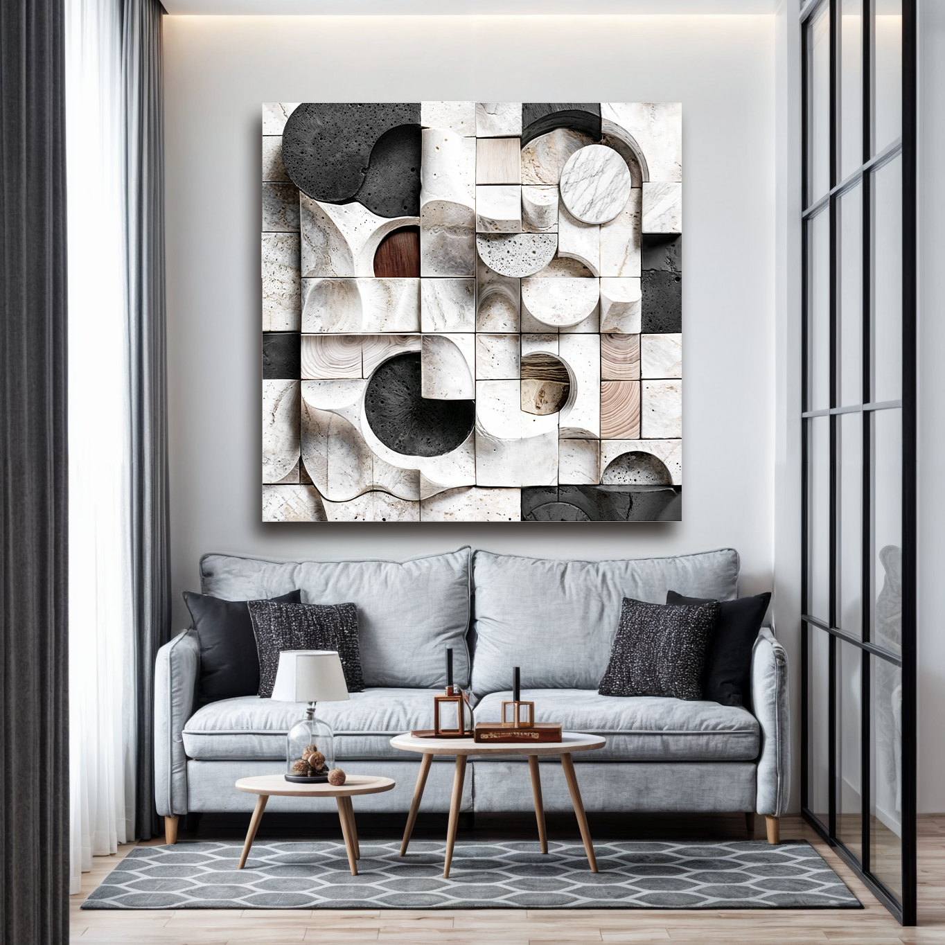 Abstract Black & White Wall Sculpture Wall Art-1