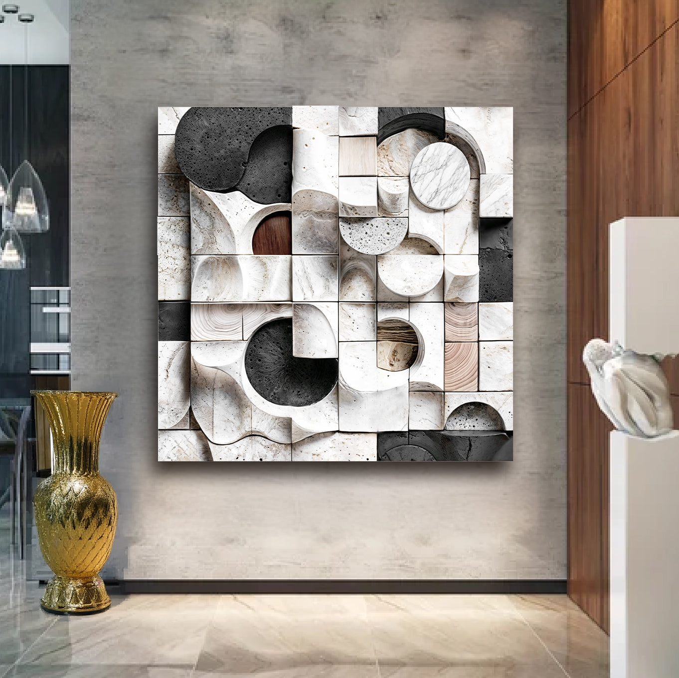 Abstract Black & White Wall Sculpture Wall Art-3