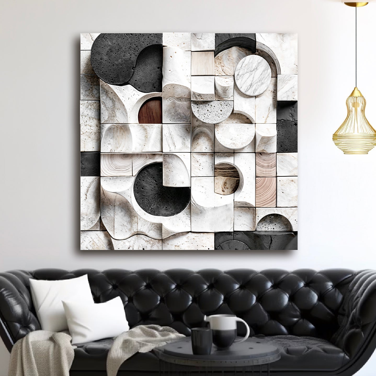Abstract Black & White Wall Sculpture Wall Art-0