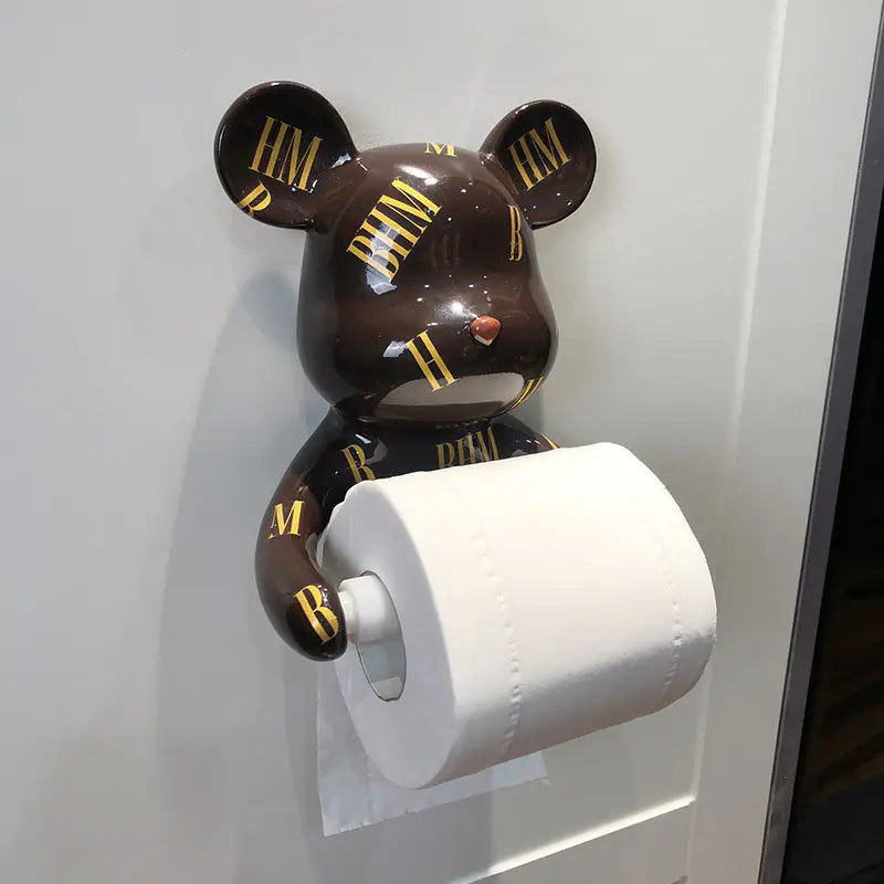 Portarotolo di carta igienica creativo a forma di orso per il bagno