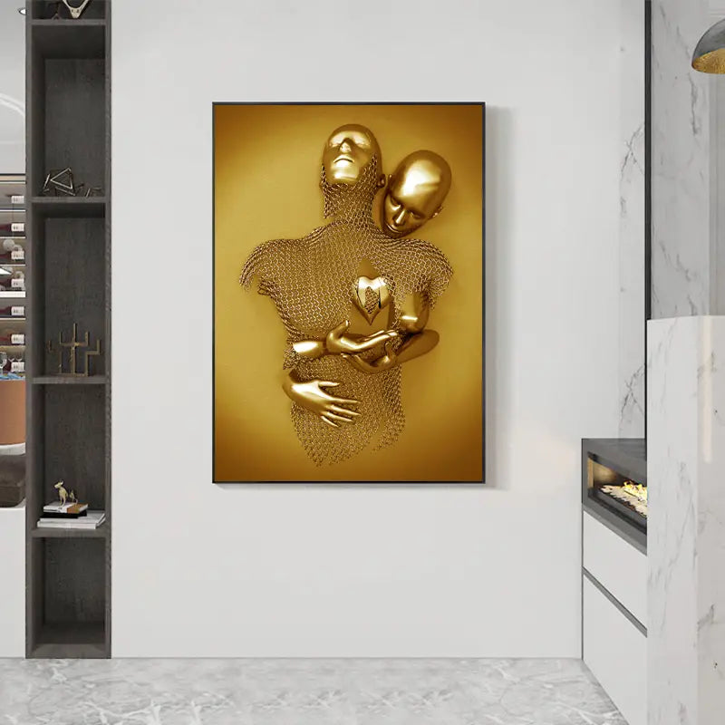 Lussuoso set da tre pezzi in tela dorata statuaria