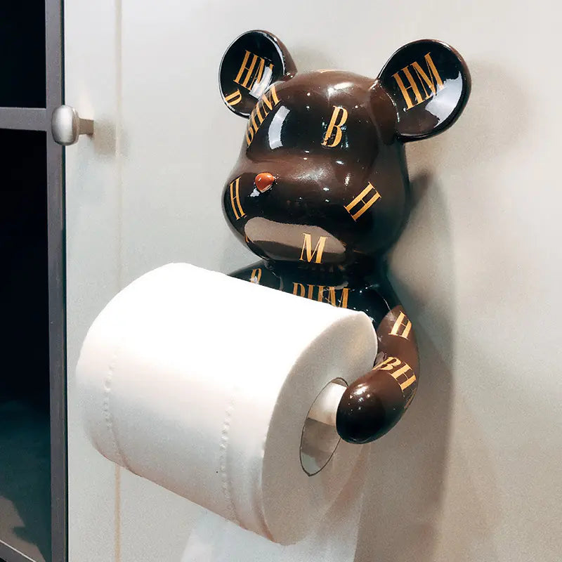Portarotolo di carta igienica creativo a forma di orso per il bagno