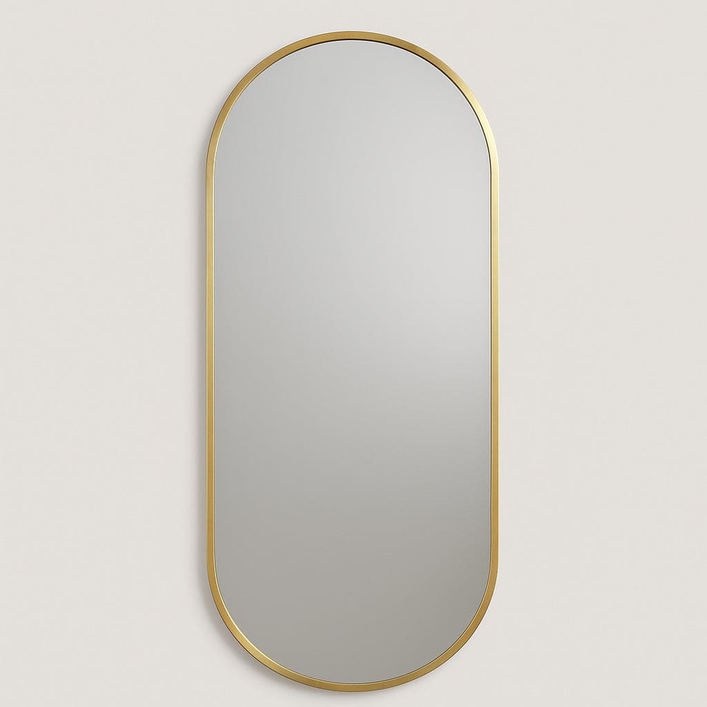 Specchio ovale a doppio arco in metallo dorato 180 cm x 80 cm-1