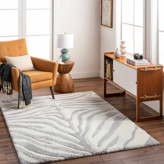 Dysis Gray Zebra Print Area Rug - Promo-0
