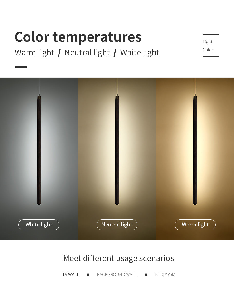 Vertical LED Solid Wood Bedside Sconce Light