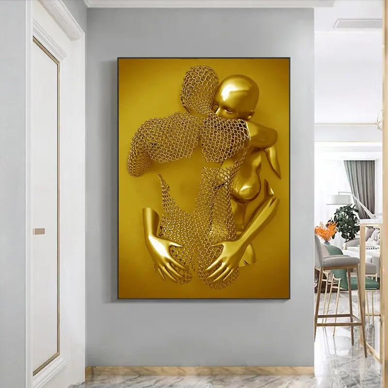 Lussuoso set da tre pezzi in tela dorata statuaria