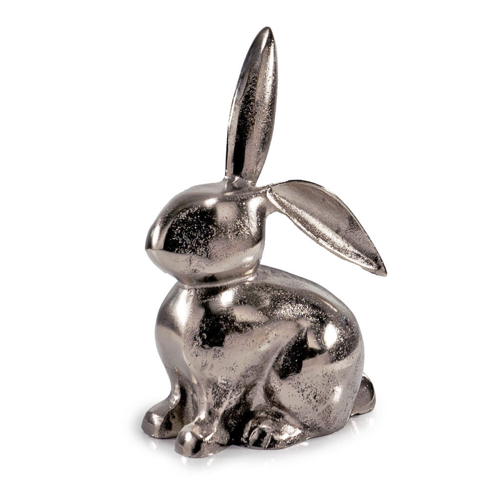 9" Silver Aluminum Rabbit Tabletop Sculpture-1