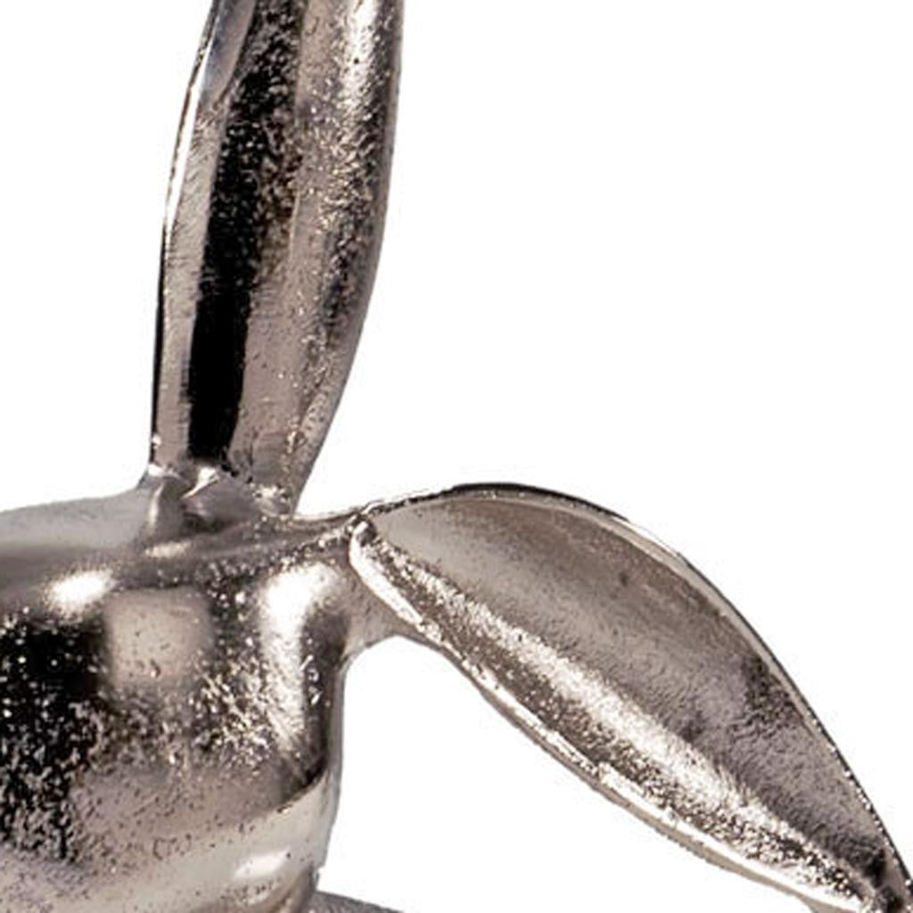 9" Silver Aluminum Rabbit Tabletop Sculpture-2