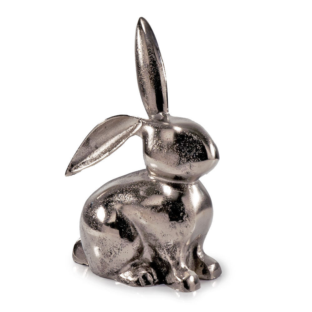 9" Silver Aluminum Rabbit Tabletop Sculpture-3