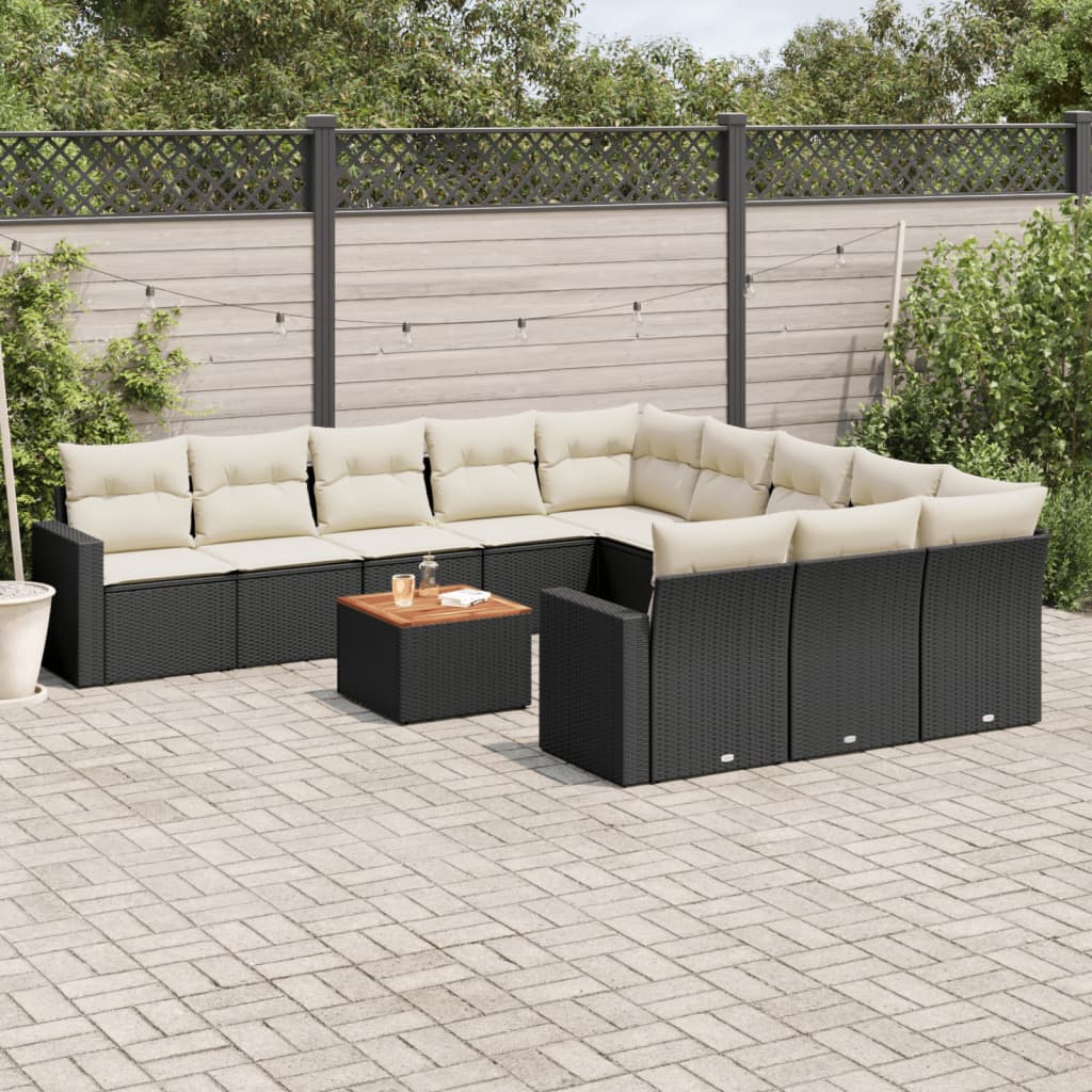12 Piece Garden Sofa Set in Black Poly Rattan Plastic Outdoor Furniture-0