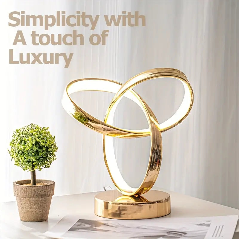Space-themed USB Bedside Table Lamp - Golden-1