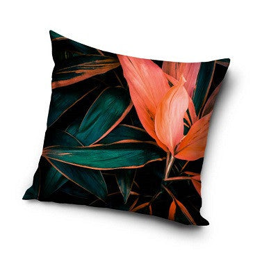 Flower pattern cushion cover 40x40 cm - black-orange-0