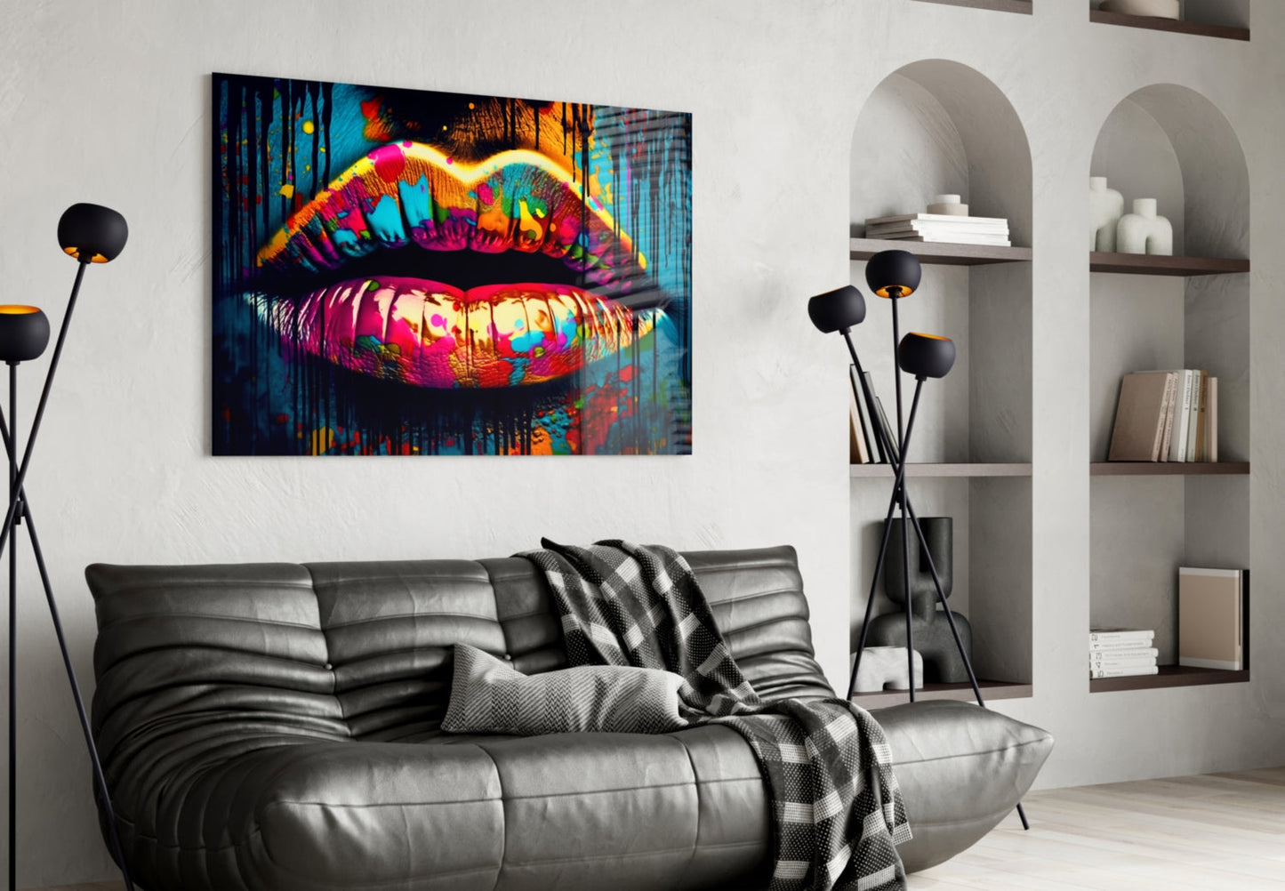 Lips Glass Wall Art | Linee D Eleganza