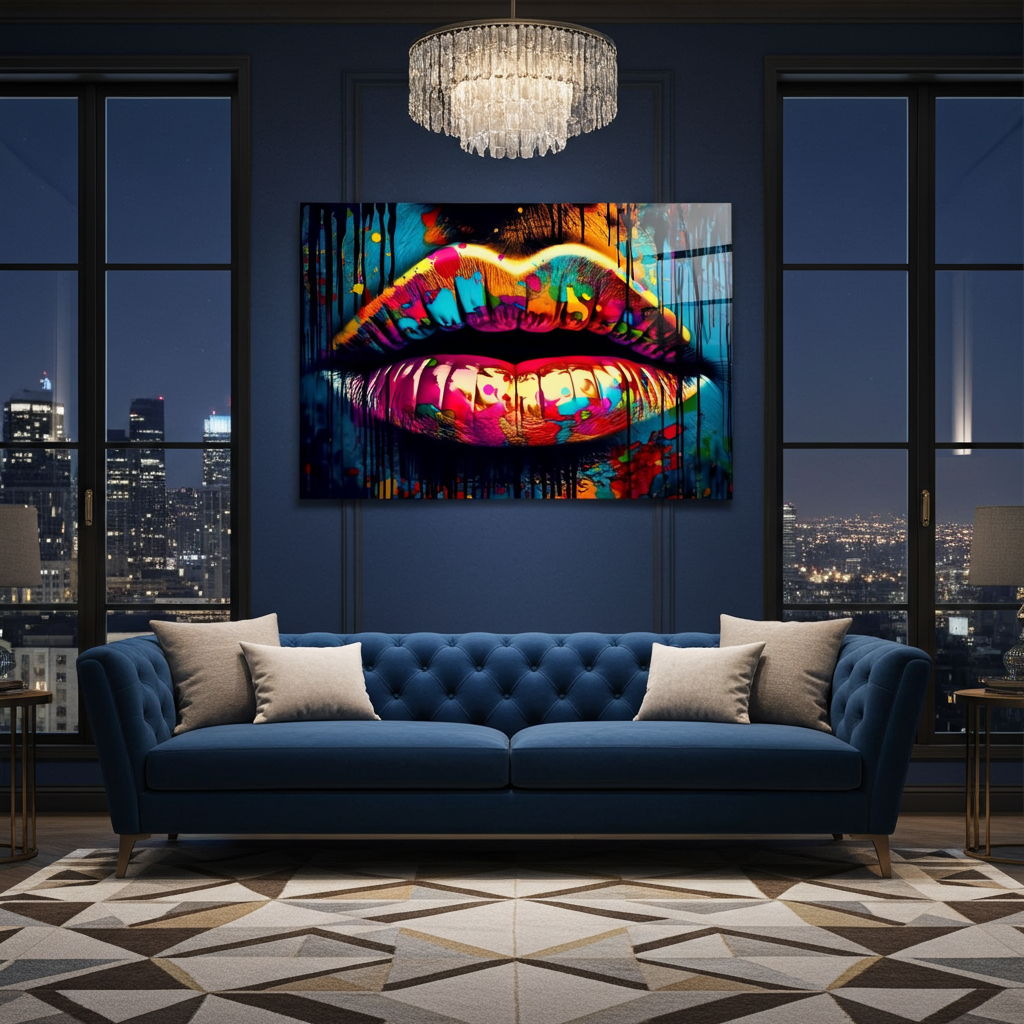 Lips Glass Wall Art | Linee D Eleganza
