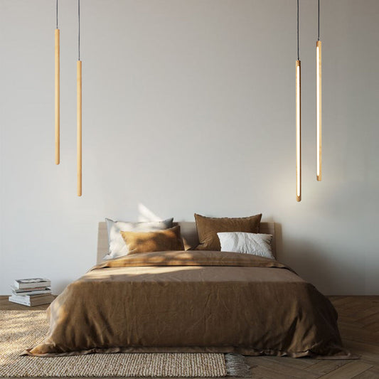 Vertical LED Solid Wood Bedside Sconce Light